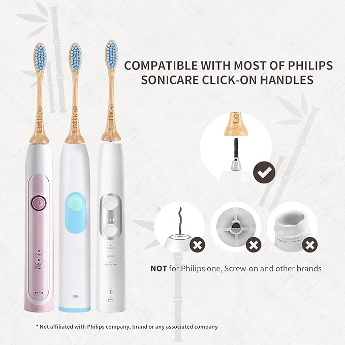 Bamboo Electric Toothbrush Heads, Plant-Based Soft Bristles Electric Toothbrush Replacement Heads, Compatible with Philips Sonicare (Light Blue)