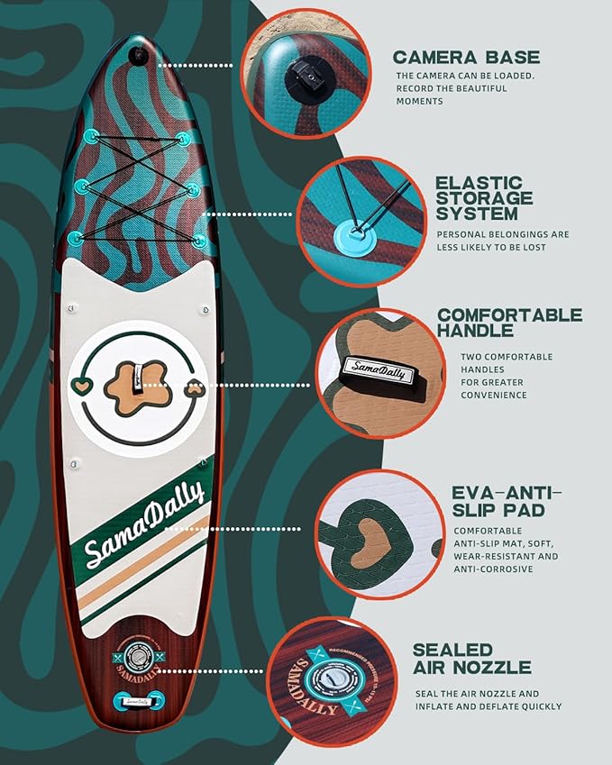 11'Stand Up Paddle Boards Surf Control with Premium SUP Board Accessories Backpack & Removable Fins, 34" Wide Inflatable Paddle Boards of All Skill Levels-StrideForce Fitness