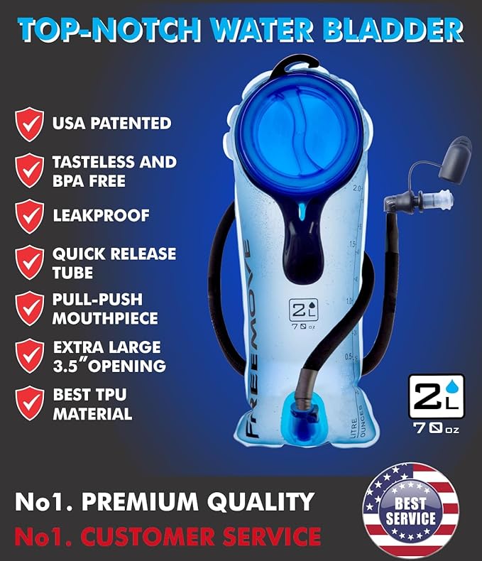 Hydration Pack with 2L or 3L Water Bladder & Cooler Bag > Keeps Drink Cool & Protects Bladders > Camelback Reservoir for Hydration Backpack, Tasteless & BPA Free, Quick Release Tube & Shutoff Valve-StrideForce Fitness