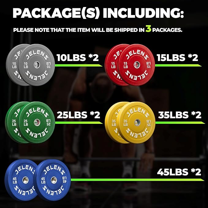 Olympic Barbell Weight Plates Set, 2-Inch Black/Colored Rubber Bumper Plate Weight Set for Strength Training and Weightlifting, Multiple Options-StrideForce Fitness