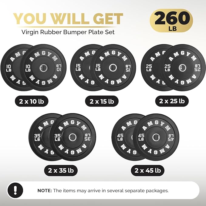 2 Inch Bumper Plates，10-500lbs，Barbell Rubber Olympic Weight Plates Set for Home Gym, Strength Training & Weight Lifting, Multiple Options Colors-StrideForce Fitness