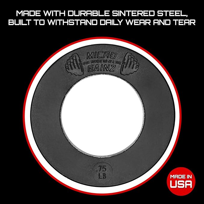Micro Gainz Calibrated Fractional Weight Plate Set of 2 Plates, Choose Set (.25LB-1.25LB), Designed for Olympic Barbells for Strength Training & Micro Loading Bar Weights, Made in USA-StrideForce Fitness