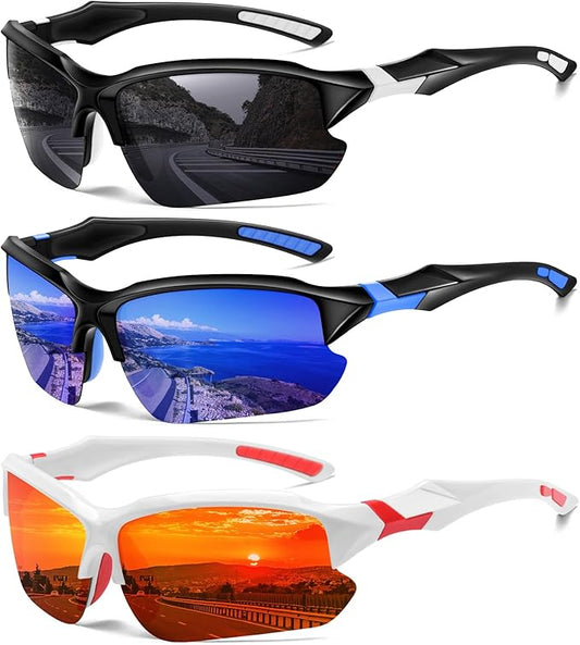 Sports Polarized Sunglasses for Men Cycling Running Fishing UV Protection Sun Glasses Lightweight Half Frame Goggles-StrideForce Fitness