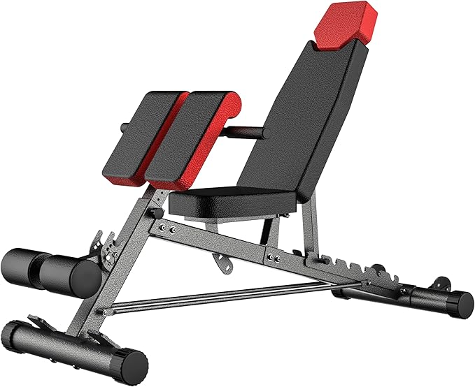 Finer Form Multi-Functional FID Weight Bench for Full All-in-One Body Workout – Hyper Back Extension, Roman Chair, Adjustable Ab Sit up Bench, Incline Decline Bench, Flat Bench-StrideForce Fitness
