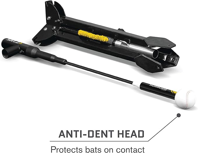 SKLZ Hurricane Batting Swing Trainer for Baseball & Softball - Durable Swing Arm - 4 Power Band System - High-Visibility, Anti-Dent Target Ball Head - Screw-in Base Legs, Metal Stakes & Carry Bag-StrideForce Fitness