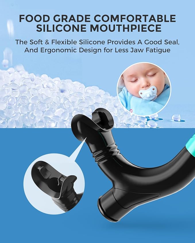 OMID SN1 Snorkel for Adult Youth, Diving Snorkel with One-Way Purge Valve, Food-Grade Silicone Mouthpiece-StrideForce Fitness