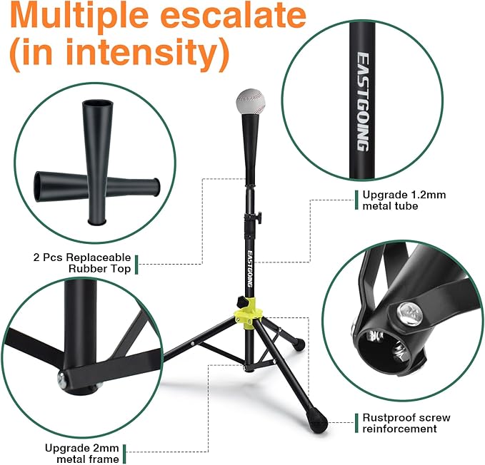 Eastgoing Heavy Duty Baseball and Softball Portable Travel Batting Tee.Adjustable Height|Portable|Collapsible. Baseball Hitting Tee for Any Age Player Practice-StrideForce Fitness