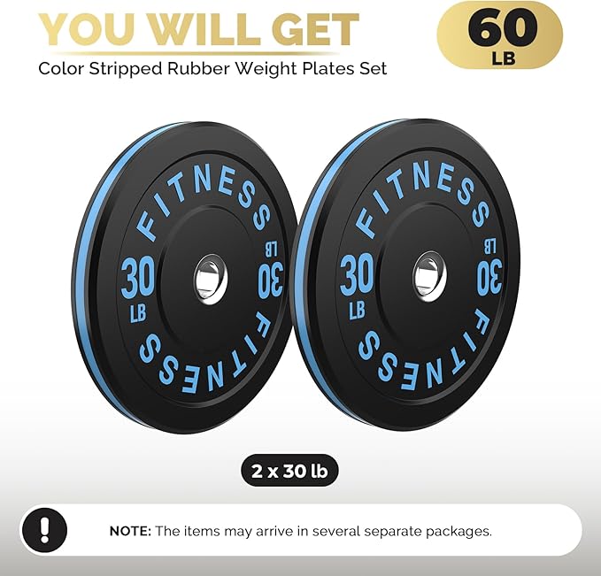 2 Inch Bumper Plates，10-500lbs，Barbell Rubber Olympic Weight Plates Set for Home Gym, Strength Training & Weight Lifting, Multiple Options Colors-StrideForce Fitness