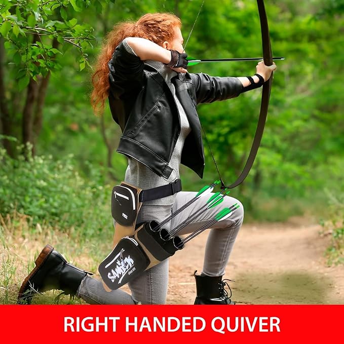 Archery Arrow Quiver - Adjustable Waist Hanged Quiver with 3 Removable Tubes & Pockets for Archery Arrows Case & Equipment - Ideal for Hunting & Target Practice - Right Handed Only-StrideForce Fitness