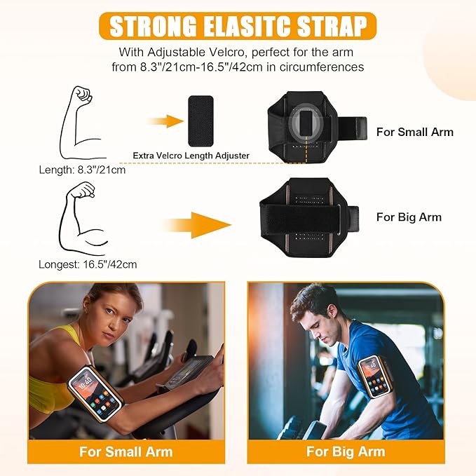 Running Armband for iPhone 15/14/13 Pro/Plus & Galaxy S20/S10, 3D Design Cell Phone Armband with Earphone Pouch Card Slot & Key Pockets, Water Resistant Sports Phone Holder Up to 6.9" Devices-StrideForce Fitness