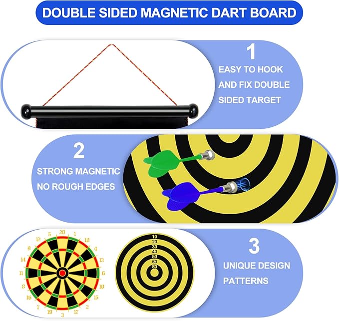 Magnetic Dart Board Outdoor Game Suitable for Children to Play Comes with 12 Darts Best Toys Gifts for Teenage Boys Girls Age 5 6 7 8 9 10 11 12 Years (12 in)-StrideForce Fitness
