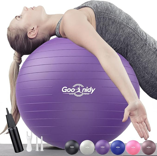Soft Exercise ball, Anti-Burst Yoga Ball Chair Supports 2200lbs, Workout Equipment w/ Pump for Women Pregnancy, Medicine, Birthing, Physical Therapy, Stability, Excersing, Birth, Swiss, Fitness, Gym-StrideForce Fitness