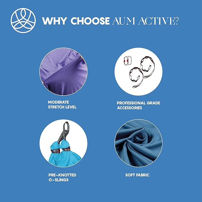 Aerial Silk Yoga Hammock & Swing for Home, Inversion Exercises, Starter Kit for All Levels - Durable with Extension Straps, Carabiners, and Pose Guide-StrideForce Fitness