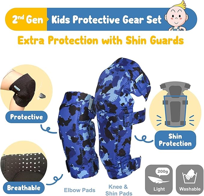 Soft-Style Kids Knee and Elbow Pads with Bike Gloves, Flexible Impact-Resistant Gear for Ages 2-11, Designed for Balance Bikes, Roller-Skating, and Skateboarding-StrideForce Fitness