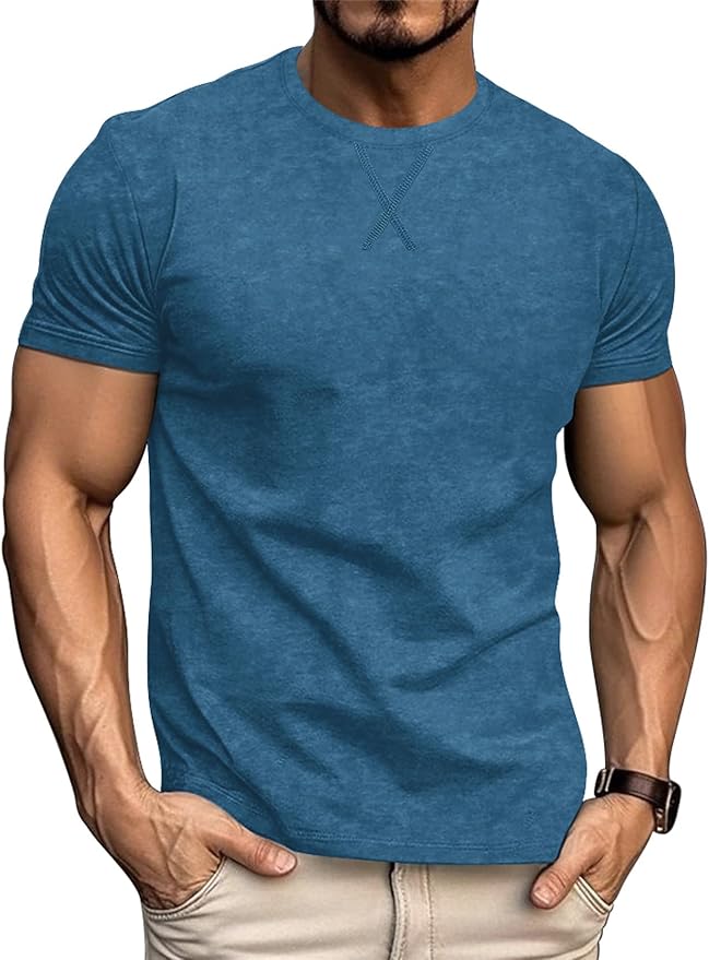 LOGEEYAR Men's Athletic Washed T-Shirts Basic Crew Neck Tees Tops Causal Distressed Cotton T Shirts for Men-StrideForce Fitness