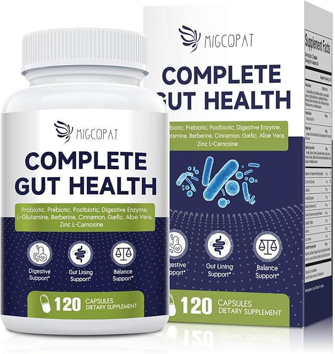 Probiotic Prebiotic, Postbiotic & Digestive Enzymes for Digestive Health, 80 Billion CFU Probiotics Complete Gut Support with Berberine, Cinnamon, L-Glutamine, for Men & Women, 120 Capsules-StrideForce Fitness