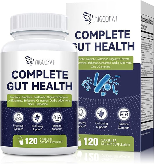 Probiotic Prebiotic, Postbiotic & Digestive Enzymes for Digestive Health, 80 Billion CFU Probiotics Complete Gut Support with Berberine, Cinnamon, L-Glutamine, for Men & Women, 120 Capsules-StrideForce Fitness