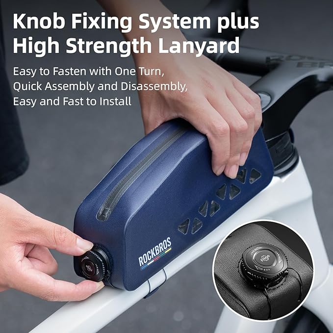 ROCKBROS Top Tube Bike Bag Waterproof Bike Frame Bag Lightweight Buckle Lock Design TPU Material Top Tube Bag Easy Install Cycling Top Tube Front Frame Pack 1L Capacity-StrideForce Fitness