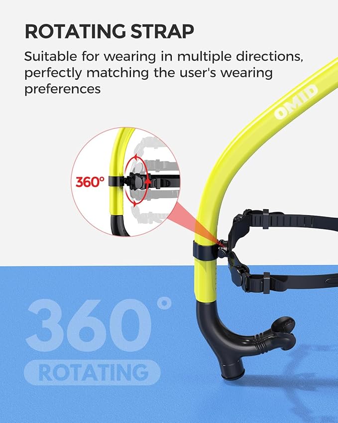 OMID SN1 Snorkel for Adult Youth, Diving Snorkel with One-Way Purge Valve, Food-Grade Silicone Mouthpiece-StrideForce Fitness