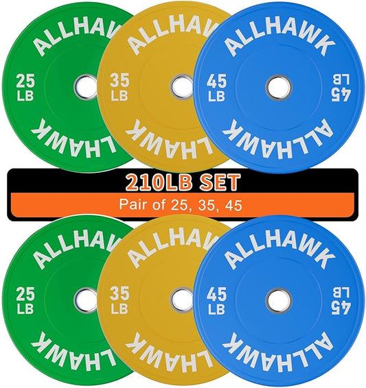 Colored Olympic Weight Plates, 2-inch Rubber Bumper Plate Set for Home Gym Barbell Weight Lifting and Strength Training-StrideForce Fitness