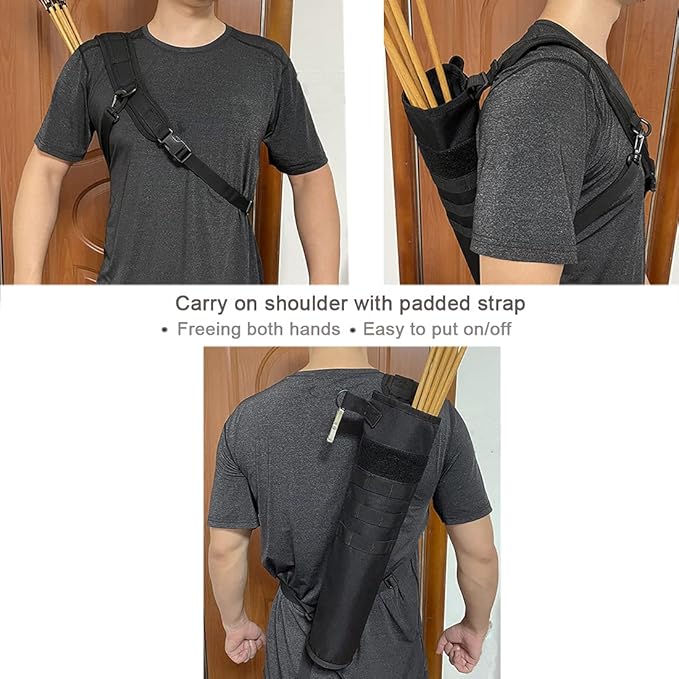 KRATARC Archery Lightweight Back Arrow Quiver Dual Use Foldable Compact Hip Arrows Bag with Molle System Hanged for Target Shooting-StrideForce Fitness