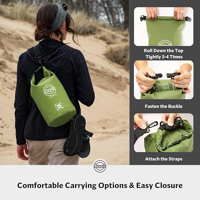 STOVER 5/10/25/30/40/55L Waterproof Backpack- Floating Dry Bag for Kayaking, Travel, Beach, Hiking, & Camping, Men/Women-StrideForce Fitness