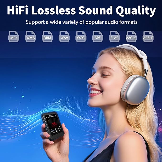 16GB MP3 Player with Bluetooth 5.3, QNGEE 2.4 inch Full Touchscreen Music MP3 for Kids, FM Radio, Voice Recorder, HiFi Sound, E-Book, Earphones Included-StrideForce Fitness