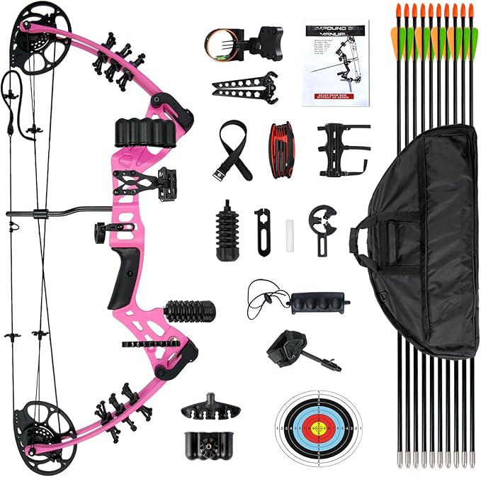Youth Compound Bow Set 15-45 Lbs for Teens and Beginner, Package with Archery Hunting Equipment, Max Speed 260fps, Adjustable, Right Hand-StrideForce Fitness