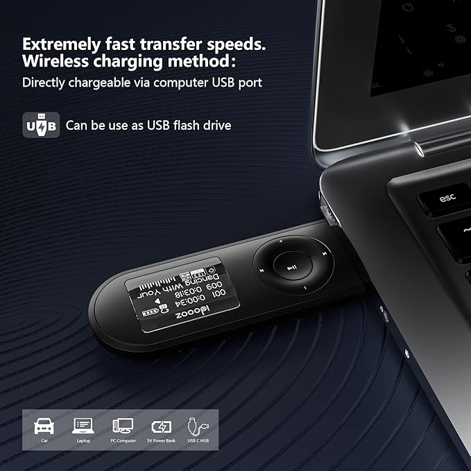 Mp3 Player, USB Mp3 Player with FM Radio, idoooz U2 8GB Music Player Expandable UP to 32 GB, USB Stick Mp3 Player for Running, Recording, Gym, Jogging, Sports, Lossless Sound Quality-StrideForce Fitness