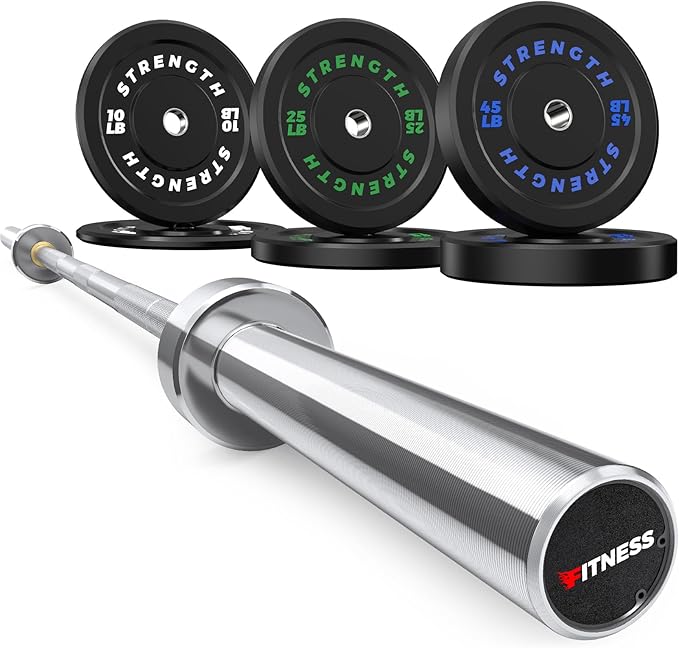 Olympic Rubber Bumper Weight Set - 2 Inch Barbell Plates for Home Gym Strength Training-StrideForce Fitness