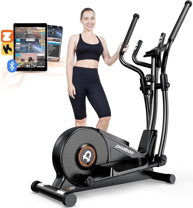 pooboo Elliptical Machine, Elliptical Exercise Machine with 16-Level Resistance&Hyper-Quiet Magnetic Driving System, Elliptical Machine for Home with LCD Monitor&15.5IN Stride, 350LBS Weight Capacity-StrideForce Fitness