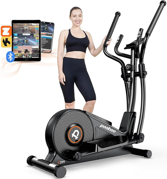 pooboo Elliptical Machine, Elliptical Exercise Machine with 16-Level Resistance&Hyper-Quiet Magnetic Driving System, Elliptical Machine for Home with LCD Monitor&15.5IN Stride, 350LBS Weight Capacity-StrideForce Fitness