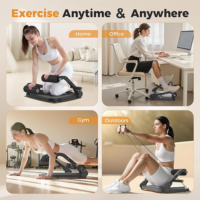 Ab Machine,Sit Up Exercise Equipment& Core Machine, Workout Equipment,Adjustable Ab Trainer with 3 Resistance Levels and Removable Auxiliary Handle,Home Gym Fitness Equipment for All Ages-StrideForce Fitness