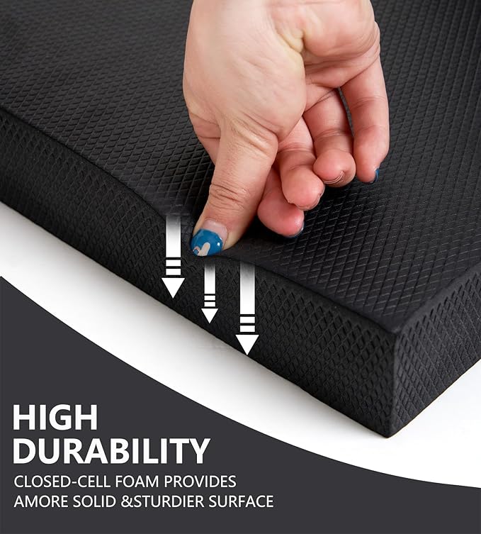 nuveti Large Balance Pad - TPE Non-Slip Mat for Fitness & Balance Exercises,Yoga, Physical Therapy, Knee Cushion Slip Resistant Foam Mat for Yoga & Balance Training, Board Foam for Strength Training, Kneeling Pads for Home Gym Exercise（20''x16''x2.4''）-StrideForce Fitness