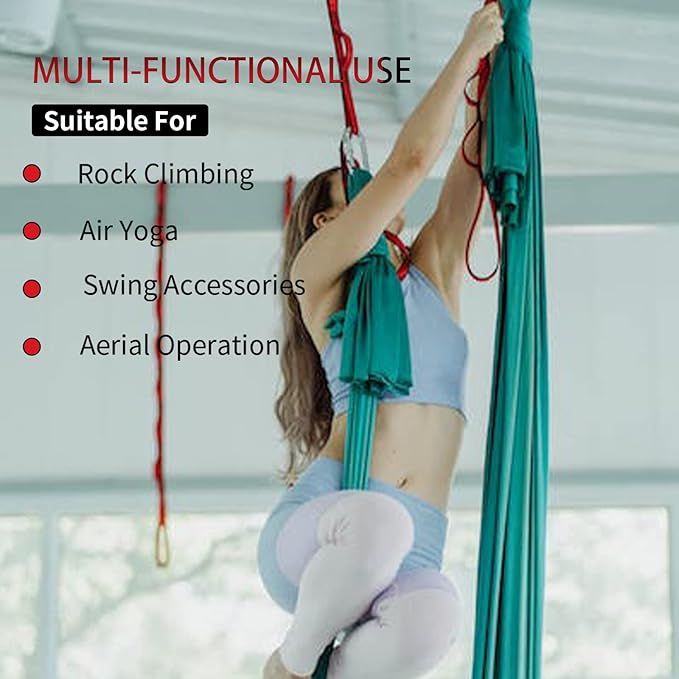 Aerial Yoga Hammock Daisy Chains Strap, Strong 22kN Adjustable with 10 Loops, No Stretch, Climbing Strap Nylon Chain Sling for Aerial Yoga,Swing, Hammock, Suspension, Exercise-StrideForce Fitness