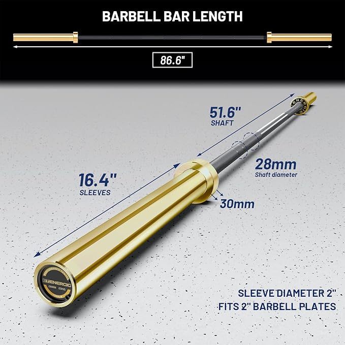 7ft Olympic Barbell Bar 45LB Load 1500lbs Capacity Available, for Gym Home Exercises, Weightlifting, Powerlifting for 2" Olympic Plates-StrideForce Fitness