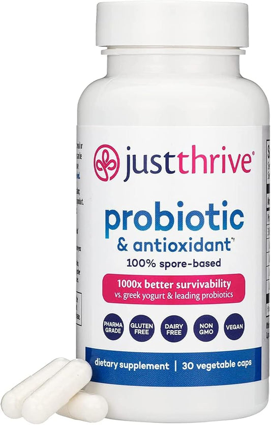 Just Thrive Probiotic & Antioxidant Supplement - 100% Spore-Based Digestive and Immune Support - Gluten Free, 30 Caps-StrideForce Fitness