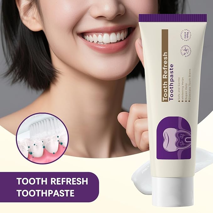 Tooth Refresh Toothpaste, Fresh Breath Whitening Toothpaste, Natural Oral Care & Enamel Repair, Helps Remove Coffee, Tea & Wine Stains, 3.52 oz Fresh Minty Gel, Pack of 2 (2)