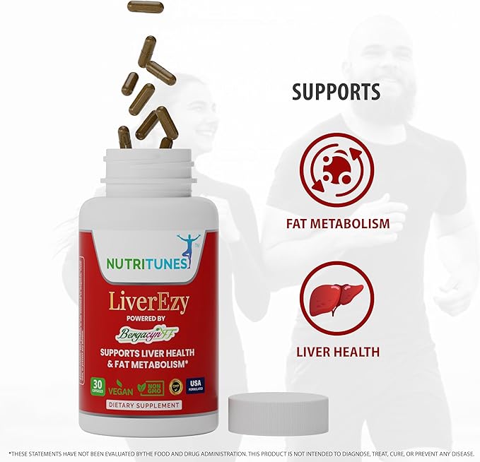 Liver Support Supplement–Supports Detox, Cleansing & Lipid Metabolism – with Bergacyn FF (Bergamot & Artichoke) – 30 LiverEzy Vegan Capsules-StrideForce Fitness