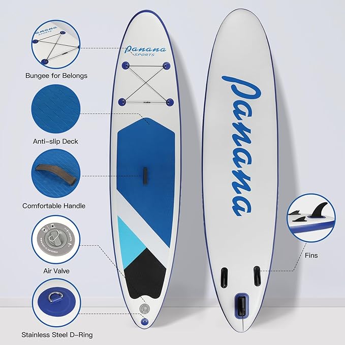 Panana Inflatable Stand Up Paddle Board, 10'x31 x6 SUP with Premium Paddle Board Accessories Kit, Anti-Slip EVA Deck for Adults Youth of All Skill Levels-StrideForce Fitness
