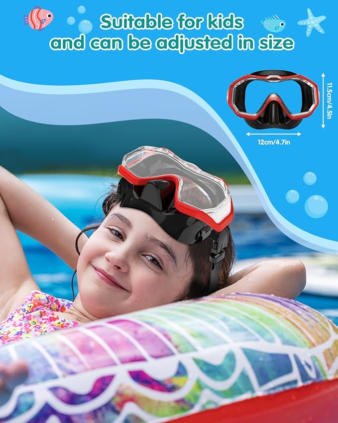 W WSTOO Kids Swim Goggles with Nose Cover,Snorkel Diving Swimming Mask for Youth 5-15,HD 3-Window Wide Vision Anti-Shattered Lens Anti-Fog&Leak-StrideForce Fitness