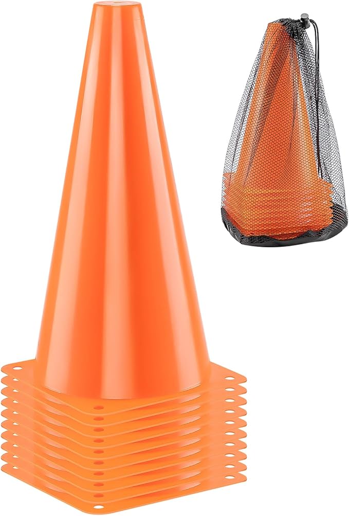 BiAnYC 12.5 Inch（32CM） Plastic Sport Training Traffic Cones Set of 10-StrideForce Fitness