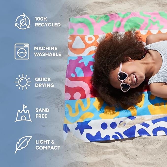 Dock & Bay Beach Towel - Quick Dry, Sand Free - Compact, Lightweight - 100% Recycled - Includes Bag - Power of Positivity - Large (160x90cm, 63x35)-StrideForce Fitness