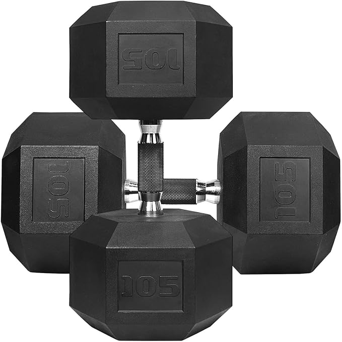 WF Athletic Supply Rubber Encased Hex Dumbbells with Rubber Grip Contoured Handle for Muscle Toning, Strength Building & Full Body Workout-StrideForce Fitness