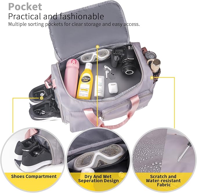 FIORETTO Women's Gym Duffle Bag with Shoes Compartment, 37L Capacity, Ideal for Travel, Gym, Sports, Duffel, Weekender-StrideForce Fitness