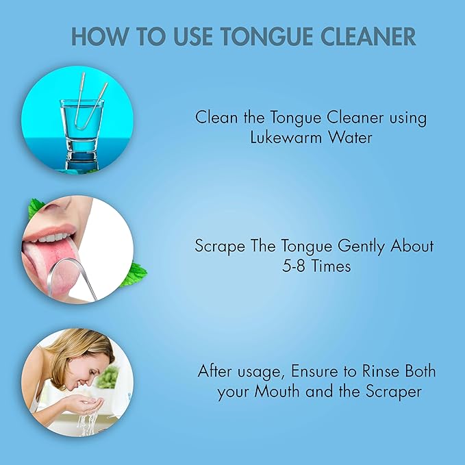 Stainless Steel Tongue Cleaner, 2 Pack with Travel Case and Unique Identifying Mark, Scrapes All Gunk, Fights Bad Breath, Improves Oral Hygiene