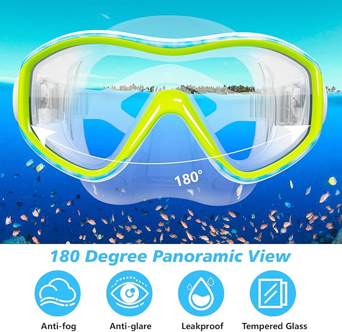GoseWave Snorkeling Gear for Kids, Kids Snorkel Set for Ages 5-15, Anti-Fog Diving Mask and Dry Top Snorkel Set, Unisex Swimming Goggles with Nose Cover-StrideForce Fitness