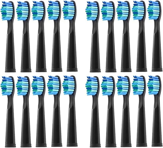 Replacement Electric Toothbrush Head Bristle Brush Refill,Compatible for Fairywill FW-D1/FW-D3/FW-D7(20 PCS BK)
