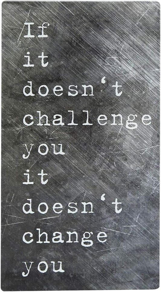 NIKKY HOME Gym Exercise Art Workout Room Decor Fitness Sign Inspirational Sports Themed Metal Wall Plaque with Quote, If It Doesn't Challenge You It Doesn't Change You-StrideForce Fitness