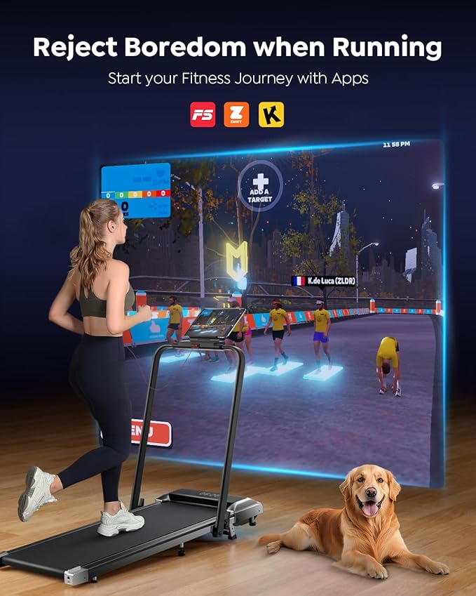 Walking Pad Treadmill with Incline, 2 in 1 Foldable Treadmills for Home Small Office, 300lbs Portable Compact Under Desk Treadmill with App, Remote Control and LED Display-StrideForce Fitness